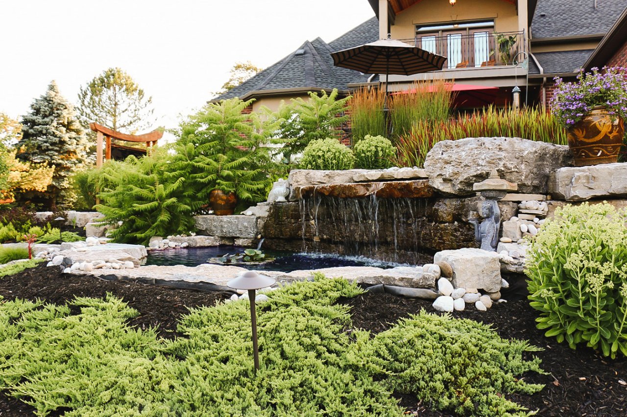 Landscape design with water features