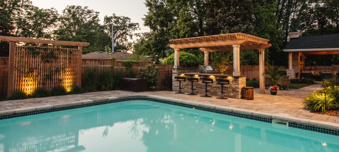 Backyard kitchen and pool